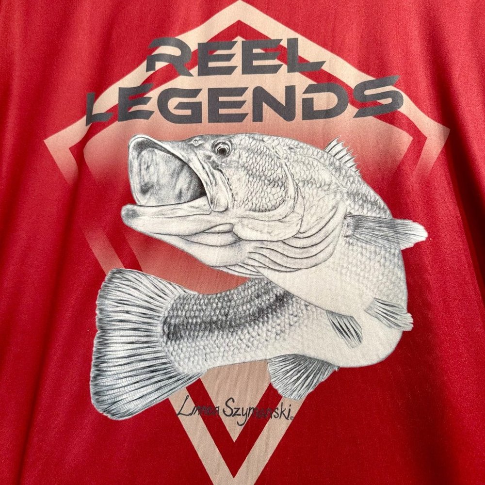Reel Legends Size Large UPF 40 Performance Outfitters‎ Long Sleeve Tee Shirt Red